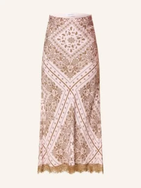 Darling Harbour Satynowa Spódnica Z Jedwabiem I Koronką rosa różowa