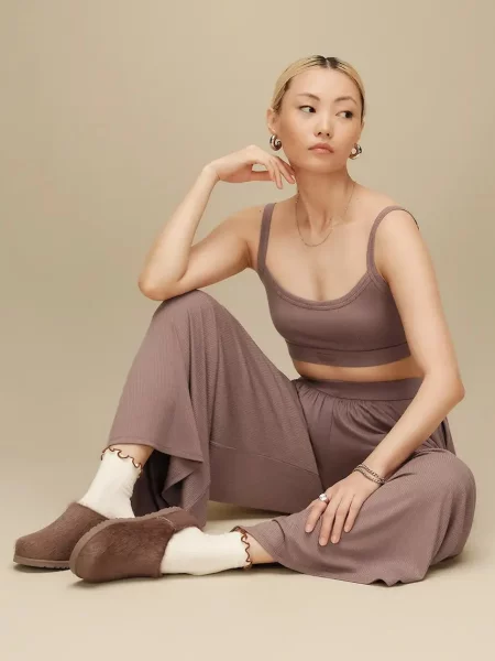 UGG чехли сабо дамски от кожа W Otzo Calf Hair Clog бежово