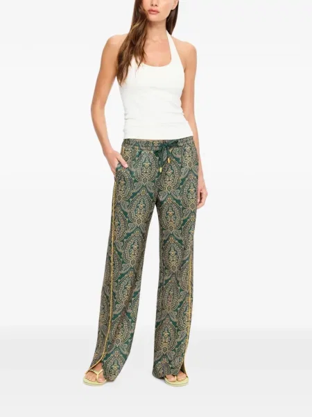 Pantaloni The Upside cu imagine cu model paisley verde
