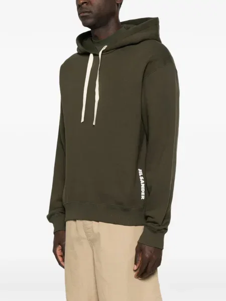 Hanorac cu glugă Jil Sander cu imagine cu cordon verde