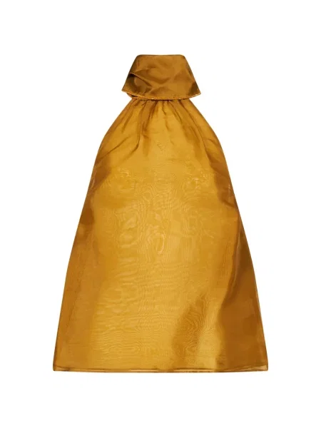 Top Retrofete cu gât halter galben