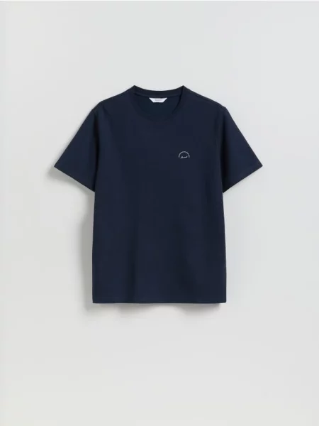 Reserved Tricou regular fit din structurat bleumarin