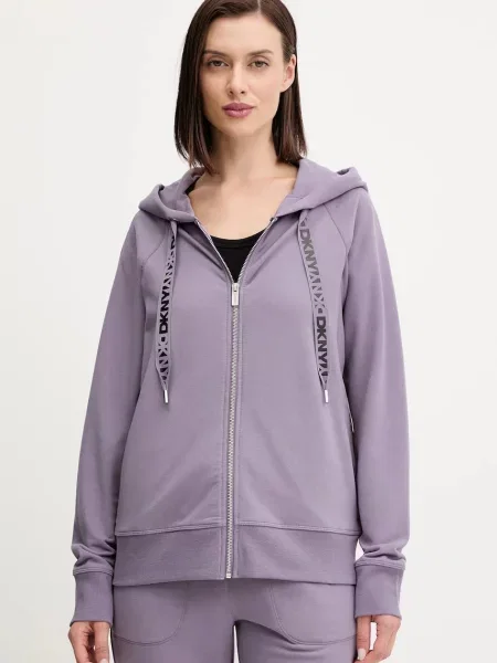 Dkny bluza z kapturem gładka fioletowy