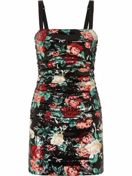 Rochie mini Dolce & Gabbana cu model floral de costum negru