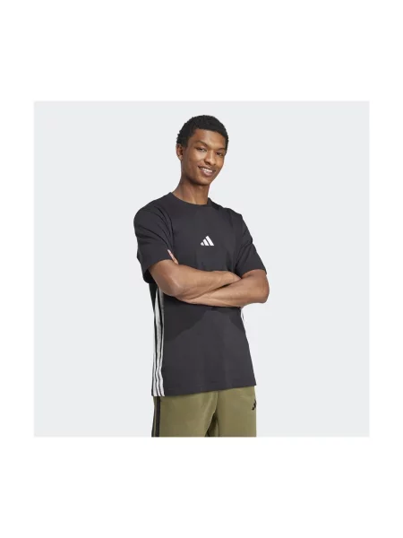 Pruhované džerzej tričko Adidas čierna