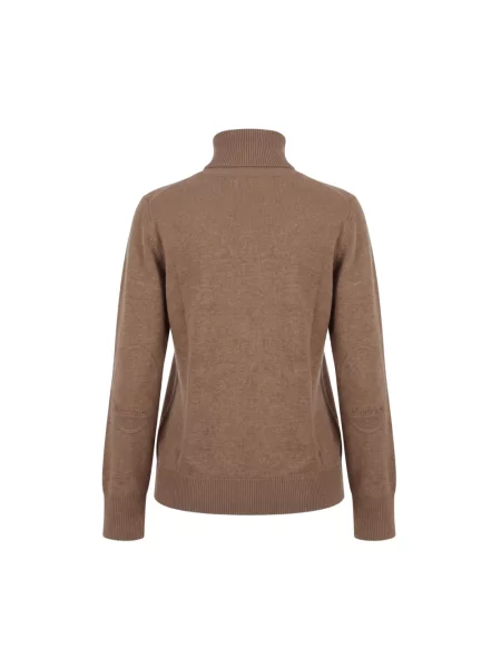 Lniany sweter z golfem Max Mara brązowy