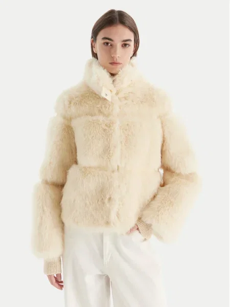 Patrizia Pepe Кожено палто Екрю