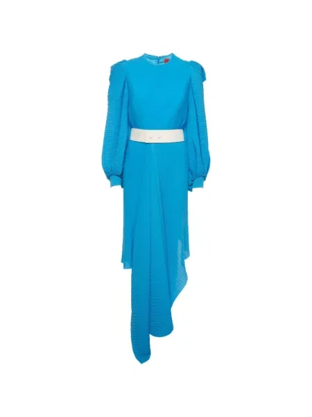 Cu centură rochie Solace London asimetrică albastru