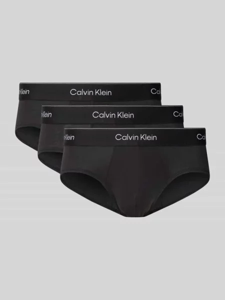 Slipy z elastycznym pasem z logo w zestawie 3 szt. Calvin Klein Underwear czarny
