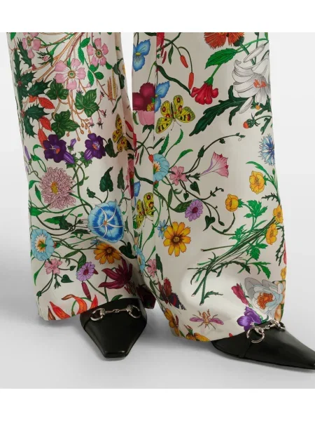 Svilene palazzo hlače Gucci bela