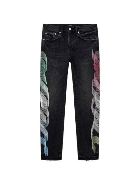 Blugi Purple Brand cu gradient cu autograf negru