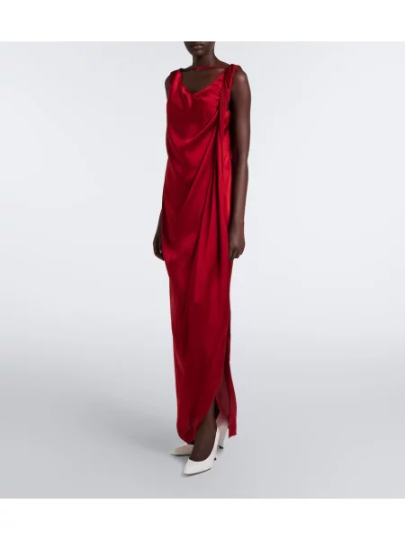 Rochie maxi Maison Margiela din satin drapată roșu