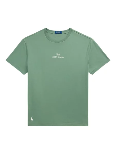 Kožené tričko Polo Ralph Lauren bez podpatku zelené