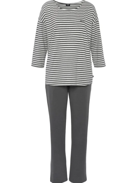 H.I.S Pijama gri închis alb