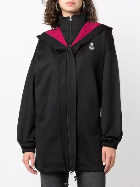 Bunda Isabel Marant Etoile s kapucí s potiskem černá