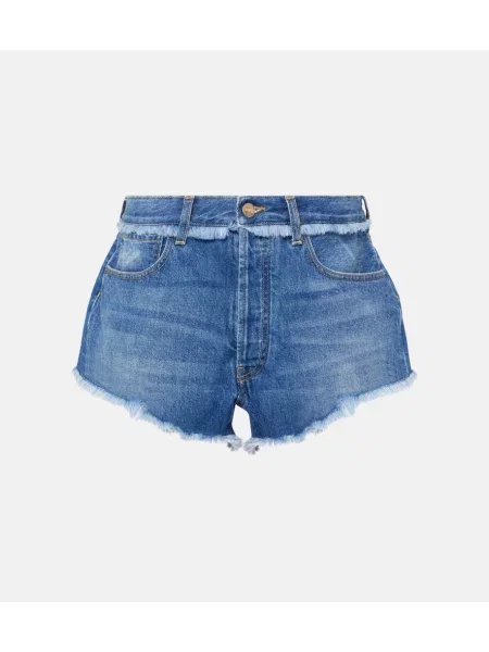 Pantaloni scurți din denim Alanui cu franjuri albastru