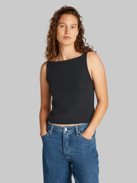 Top din denim Calvin Klein Jeans negru