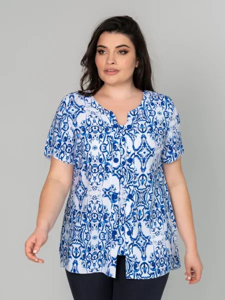 Блуза All Posa бавовна/поліестер синій