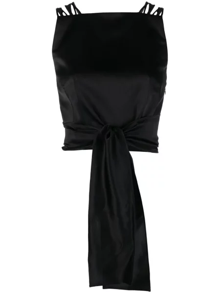 Top Alberta Ferretti din satin cu legături negru