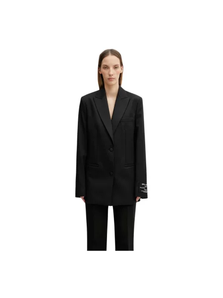 Off-White Tomboy Label marynarka jednorzędowa wełniana biała