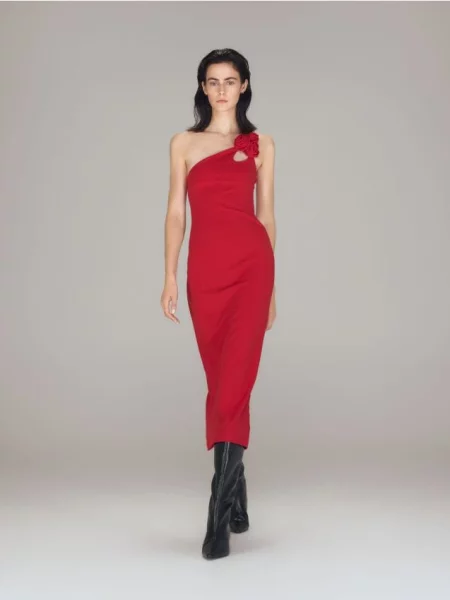 Reserved Сукня міді з декоративною деталлю червоний