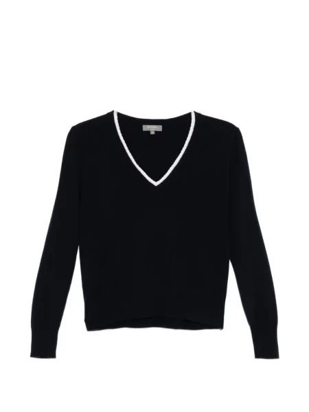 Garnitură de dantelă pulover N.peal cu decolteu în V din dantelă albastru