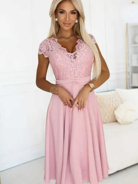 Костюм рокля Numoco от шифон бяло