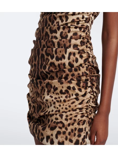 Rochie Dolce&gabbana de mătase cu imagine cu model leopard bej
