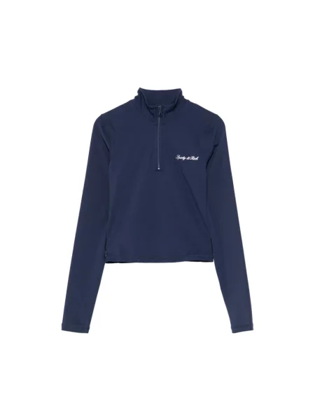 Lniany sweter z golfem Sporty And Rich niebieski