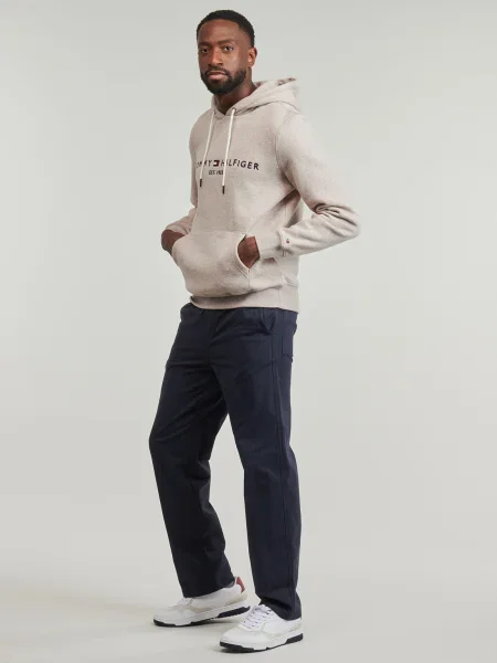 TOMMY HILFIGER Mikina námornícka modrá / kapučíno / červená béžová