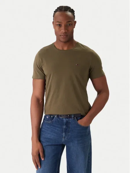 Tommy Jeans Tričko tmavozelená khaki