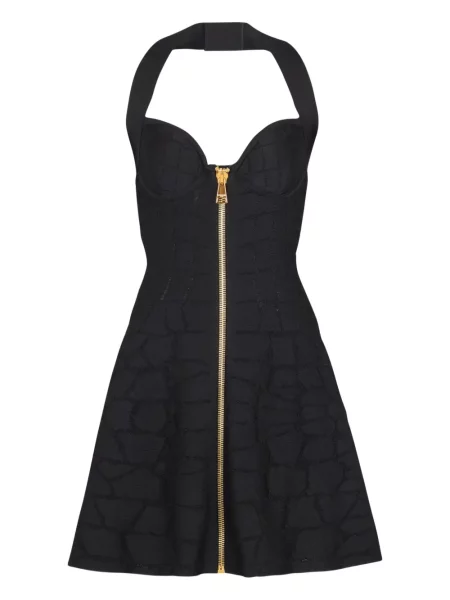 Rochie mini Balmain cu gât halter de costum negru