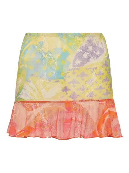 Mała spódnica mini Donde Esteban z falbankami z siateczką żółta
