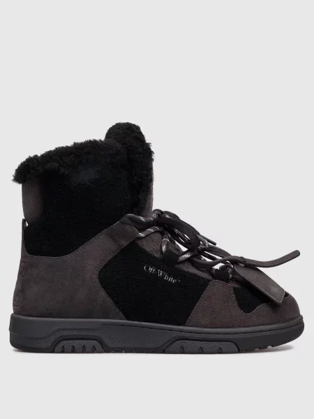 Замшеві черевики на хутрі з логотипом OFF Off-white сірі