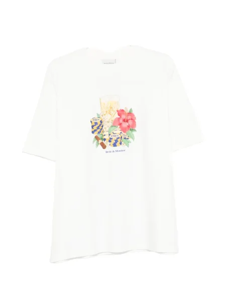 Tricou Drole De Monsieur cu model floral cu imagine alb