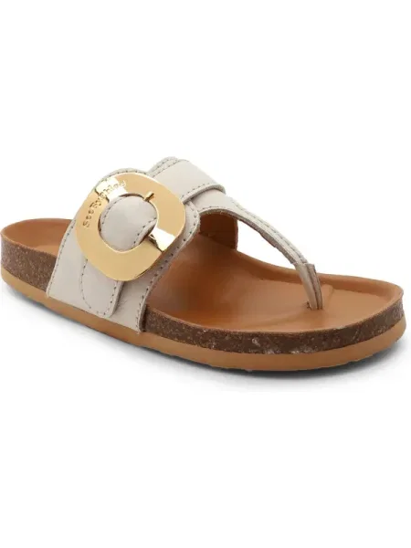 Șlapi See By Chloe din piele alb