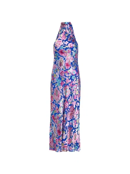 Костюм миди рокля Rixo на цветя синьо