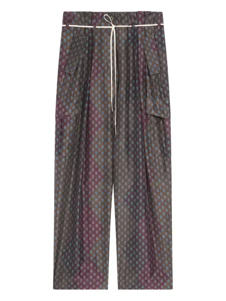 Pantaloni cargo Dries Van Noten de mătase maro