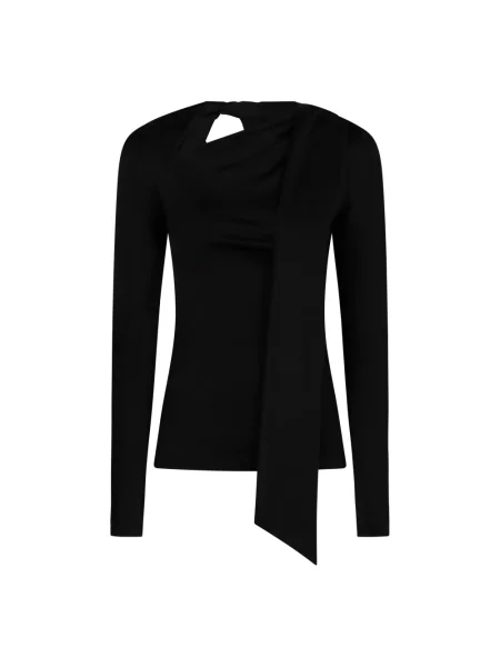 Top Victoria Beckham z asymetrycznym dekoltem czarny