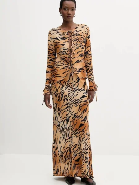 Спідниця Never Fully Dressed maxi розкльошена коричневий