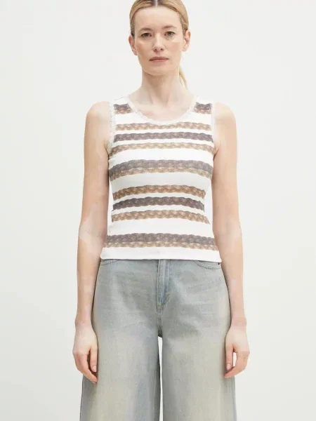 Top Andersson Bell w paski pleciony biały