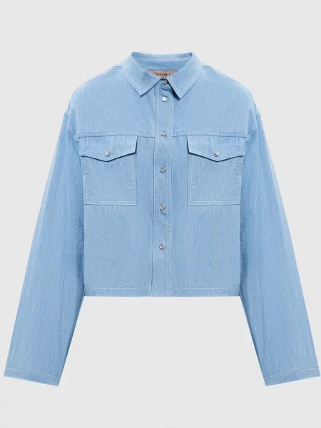 Укорочена джинсова сорочка Twinset блакитна
