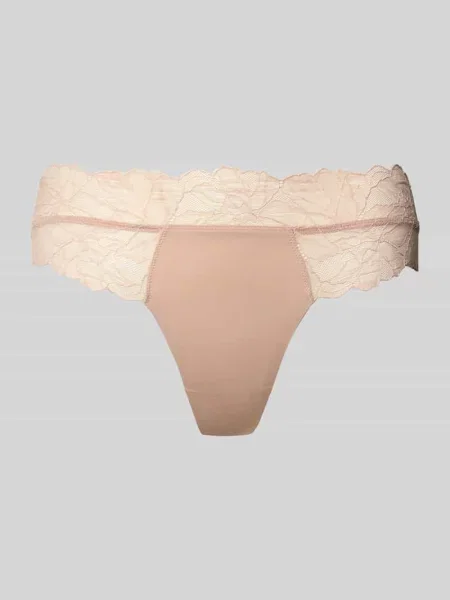 Stringi z koronki Calvin Klein Underwear beżowe