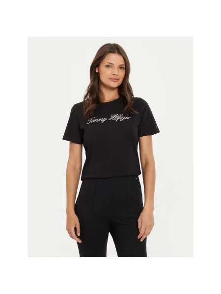 Tommy Hilfiger Póló Script Regular Fit fekete