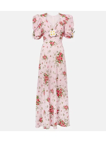 Rochie de cocktail Rodarte de mătase cu model floral de costum roz