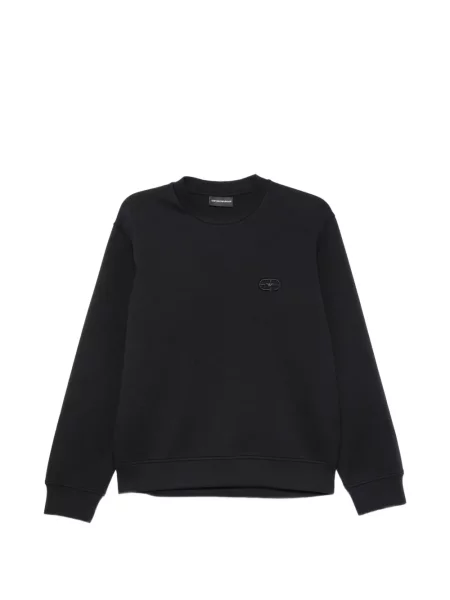 Hanorac crewneck Emporio Armani cu broderie cu decolteu rotund albastru