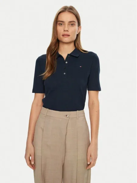 Tommy Hilfiger Тениска с яка и тъмносин