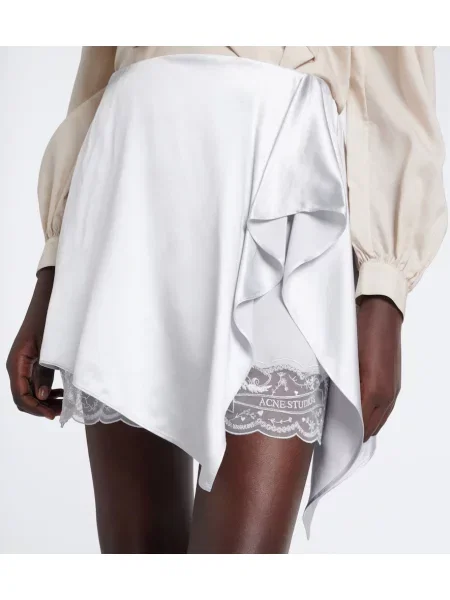 Fustă Acne Studios din satin albastru