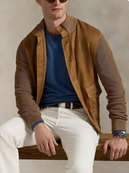 Tricou Polo Ralph Lauren cu decolteu rotund de mătase cu dungi alb