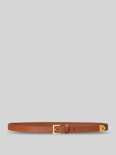 Pasek z naturalnej skóry z detalem z logo Lauren Ralph Lauren